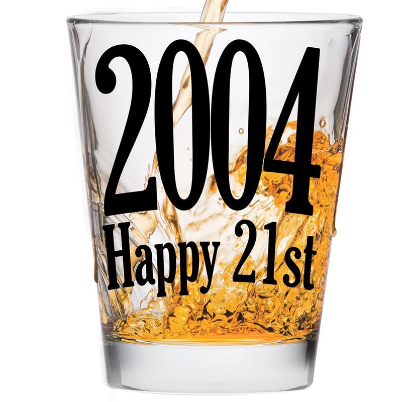 Make Em Laugh 2004 Happy 21st Birthday Shot Glass Gift - Celebrate Turning Twenty-One - Perfect Birthday Gifts for Him or Her - Party Supplies - Image 1